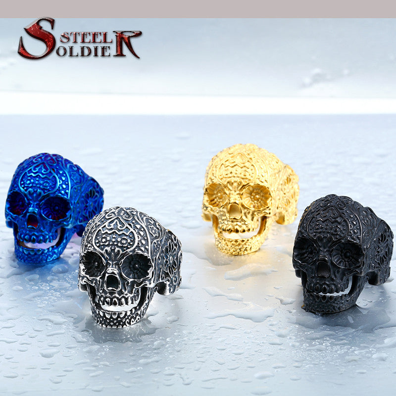 Stainless Steel Skull ring in an assortment of sizes and colors