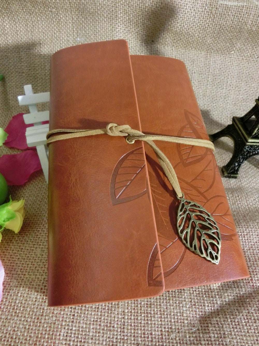 Leather look folded cover loose leaf blank page journal with leather t –  Larp Outpost