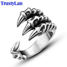 Silver Color Dragon Claw Ring US Sizes 7-12 Stainless Steel