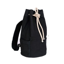 Canvas Drawstring Bucket Bag Pack with Two Side Pockets