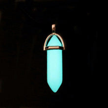 Hexagonal Natural Crystal Stone Pendant Necklace in One of Three Glow in the Dark Colors